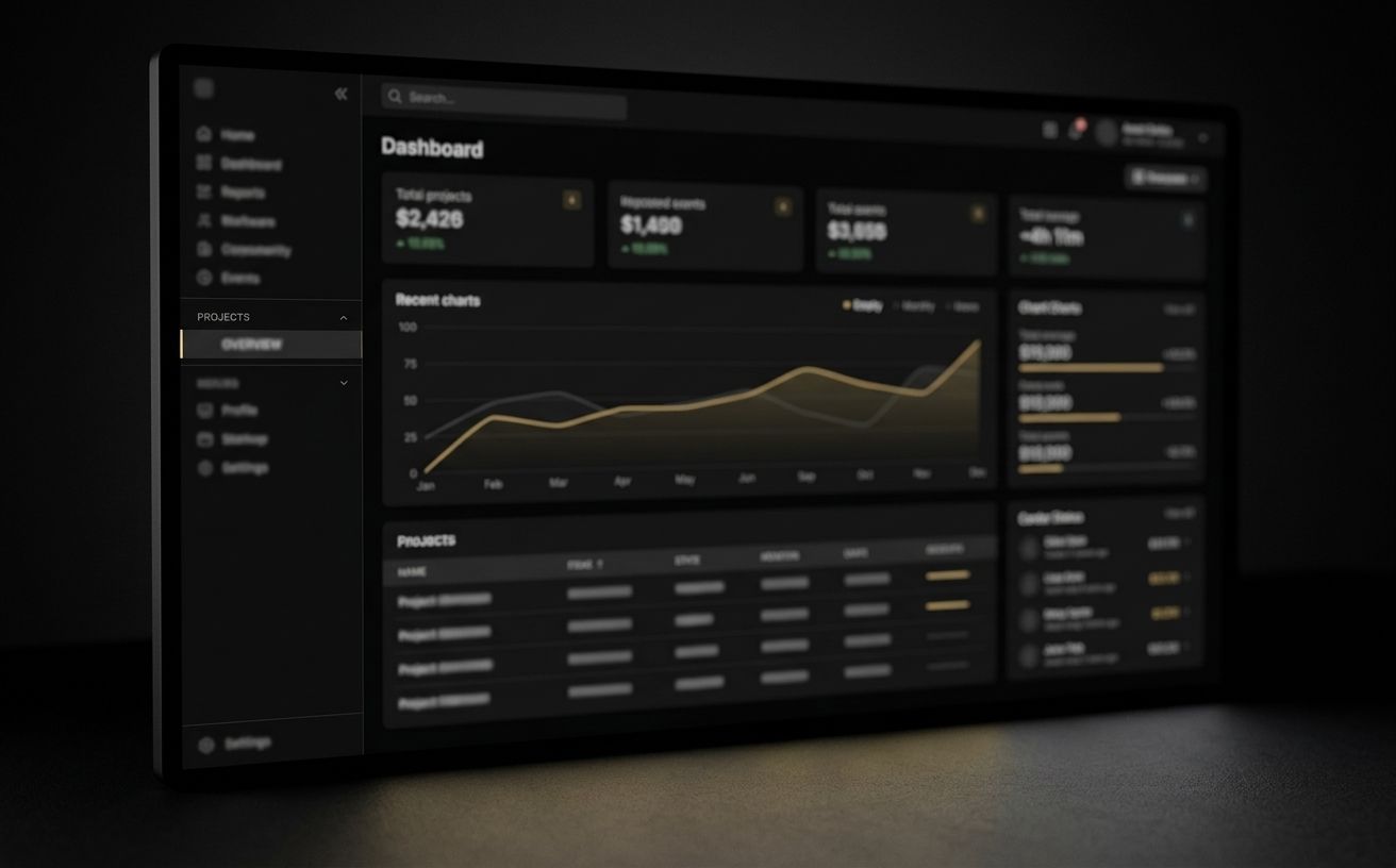 Internal dashboard, dark UI